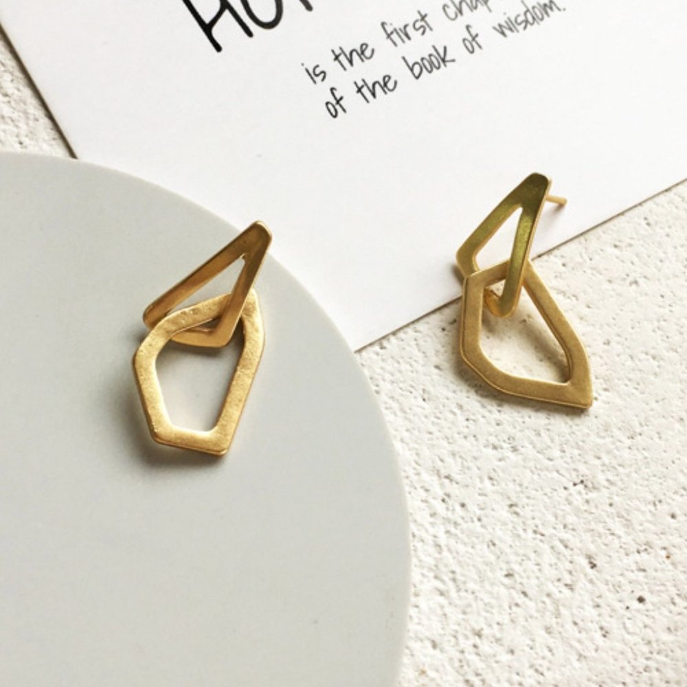 💕💕Last one Geometric Link Earrings - Picture 4 of 8